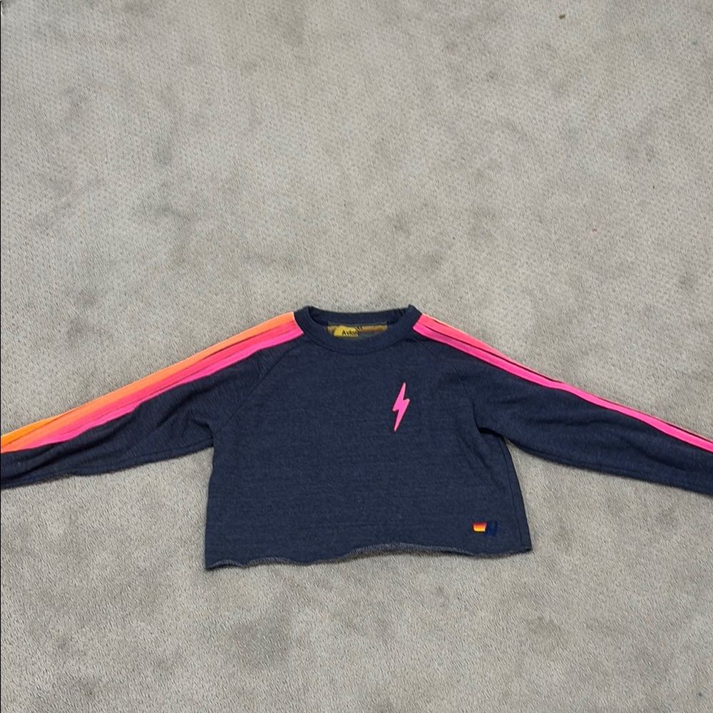 Aviator Nation Bolt Cropped Classic Crew Sweatshirt